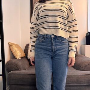 H&M striped black and white crew sweater